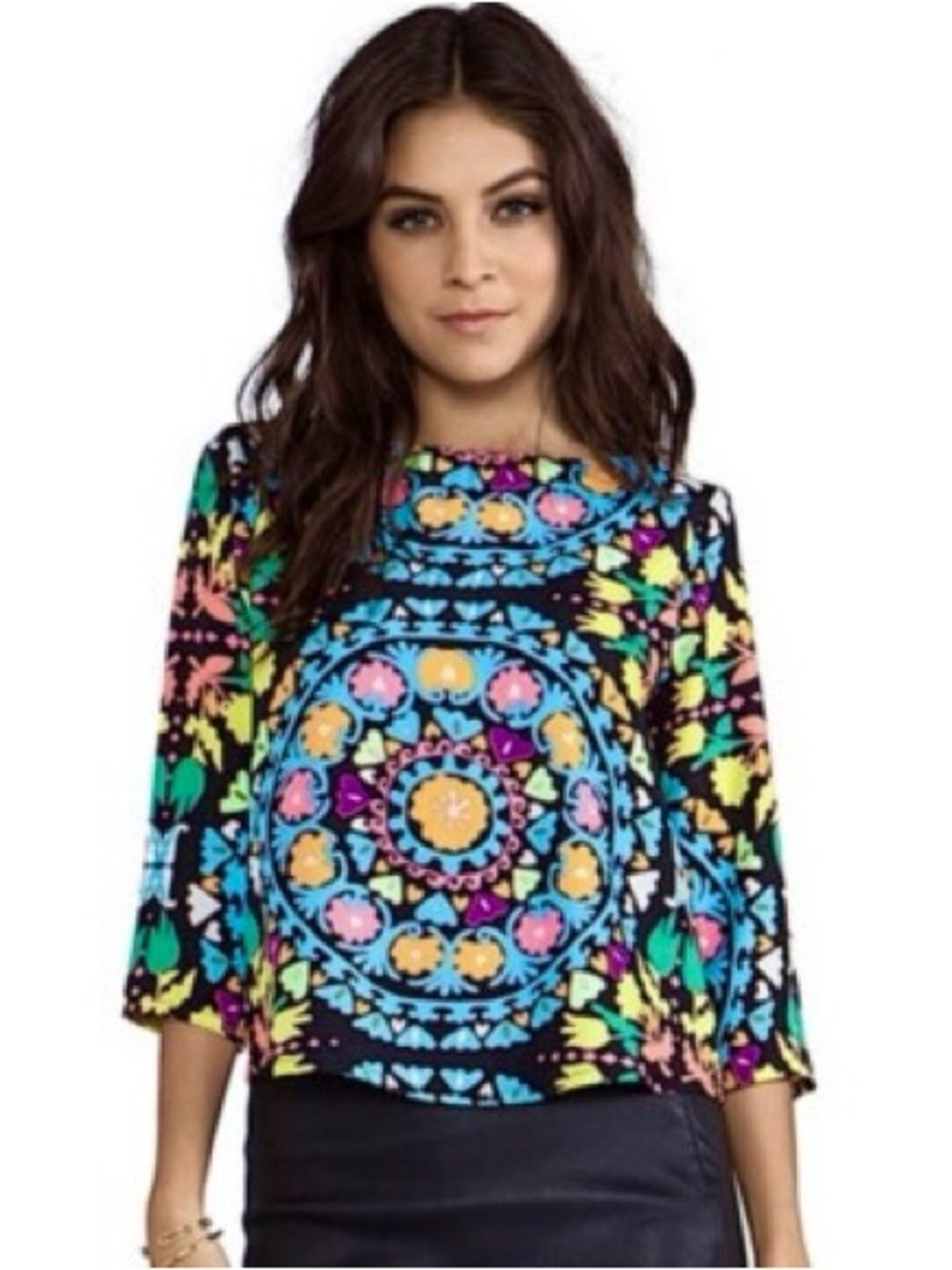 Mara Hoffman XS suzani print Multicolor Medallion Print open back Boatneck Top